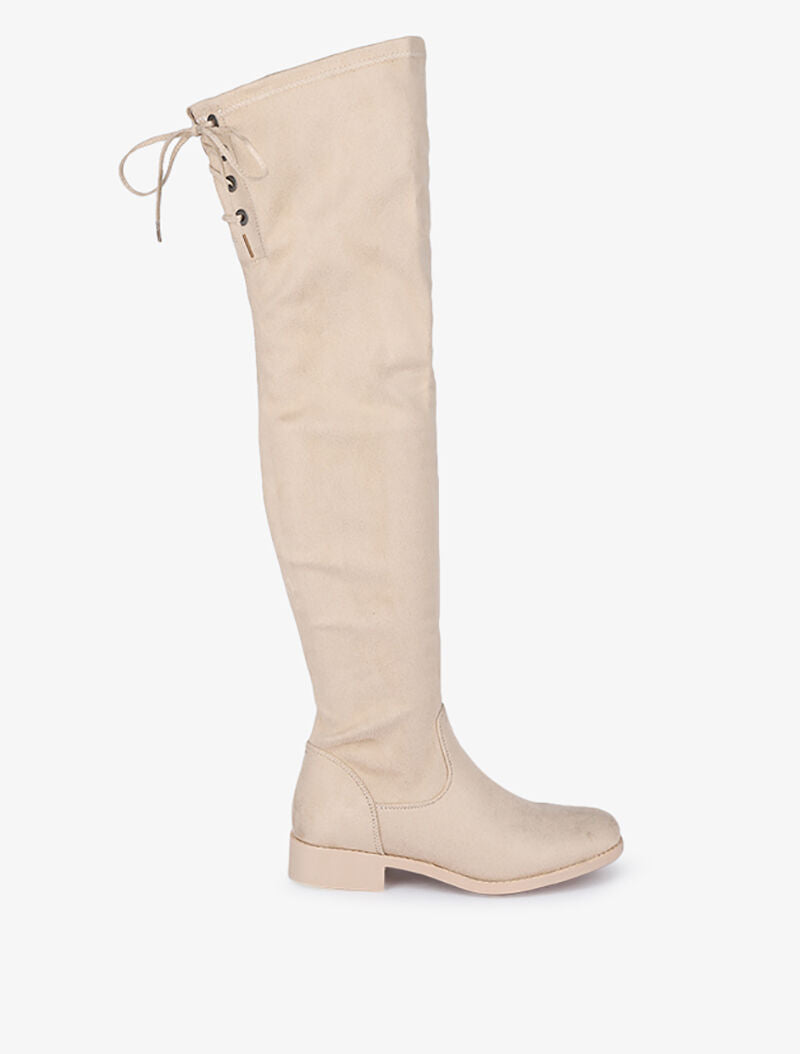 Cuissardes en suédine à lacets - Beige - 2