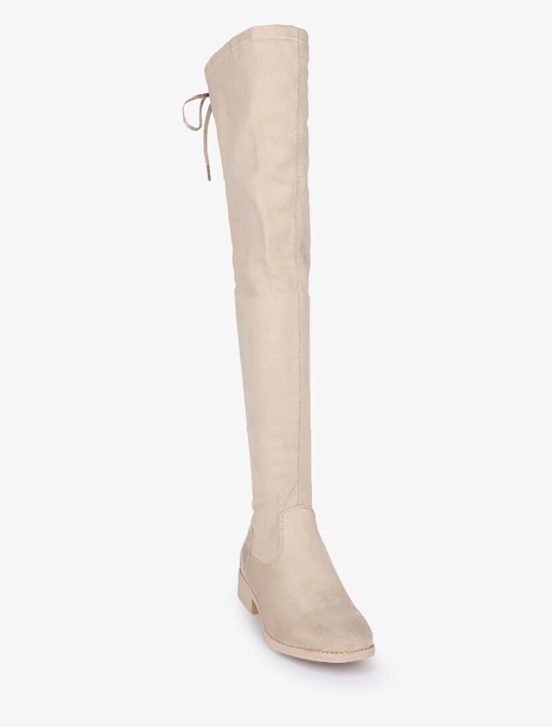 Cuissardes en suédine à lacets - Beige - 3