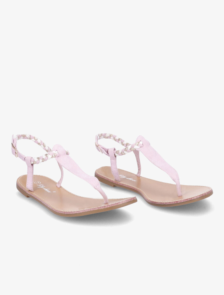 Nu-pieds en simili à bride tressée irisée - Lilas - 4
