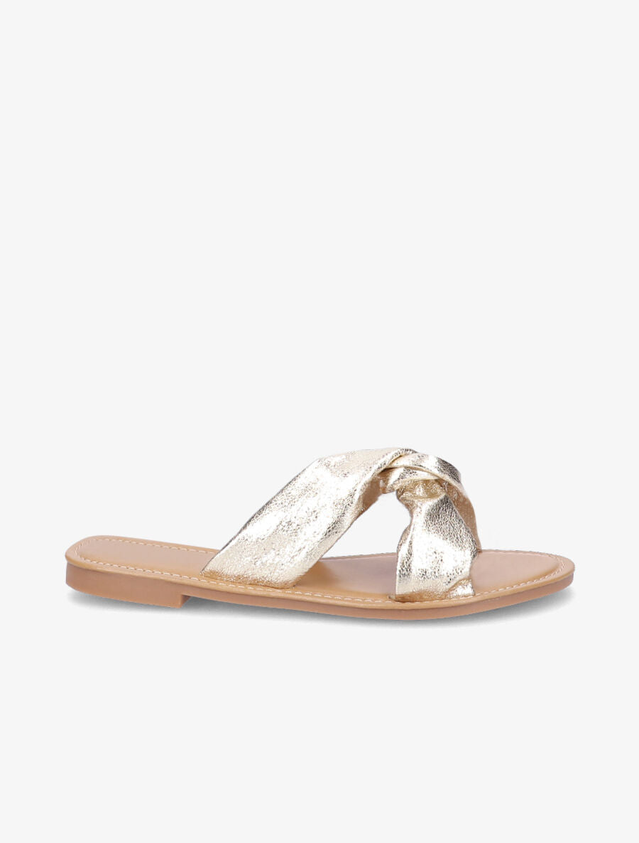 Mules en simili nacré à brides croisées - Or - 5