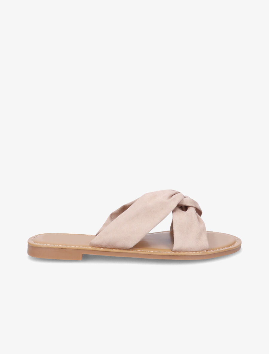 Mules en suédine à brides croisées - Beige - 5