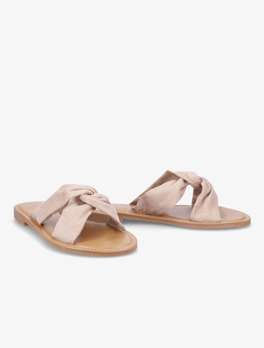 Mules en suédine à brides croisées - Beige - 4
