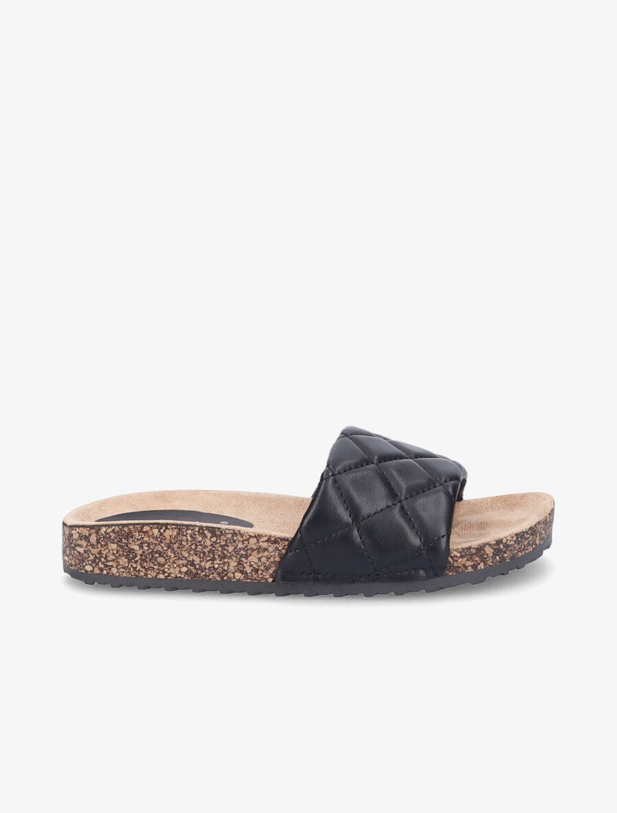 Claquettes matelassée à semelles effet liège - Noir - 5