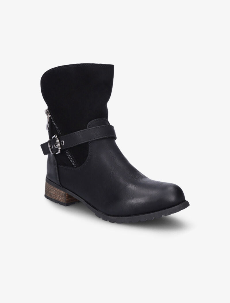 Boots bi-matière fourrées à sangle - Noir - 3