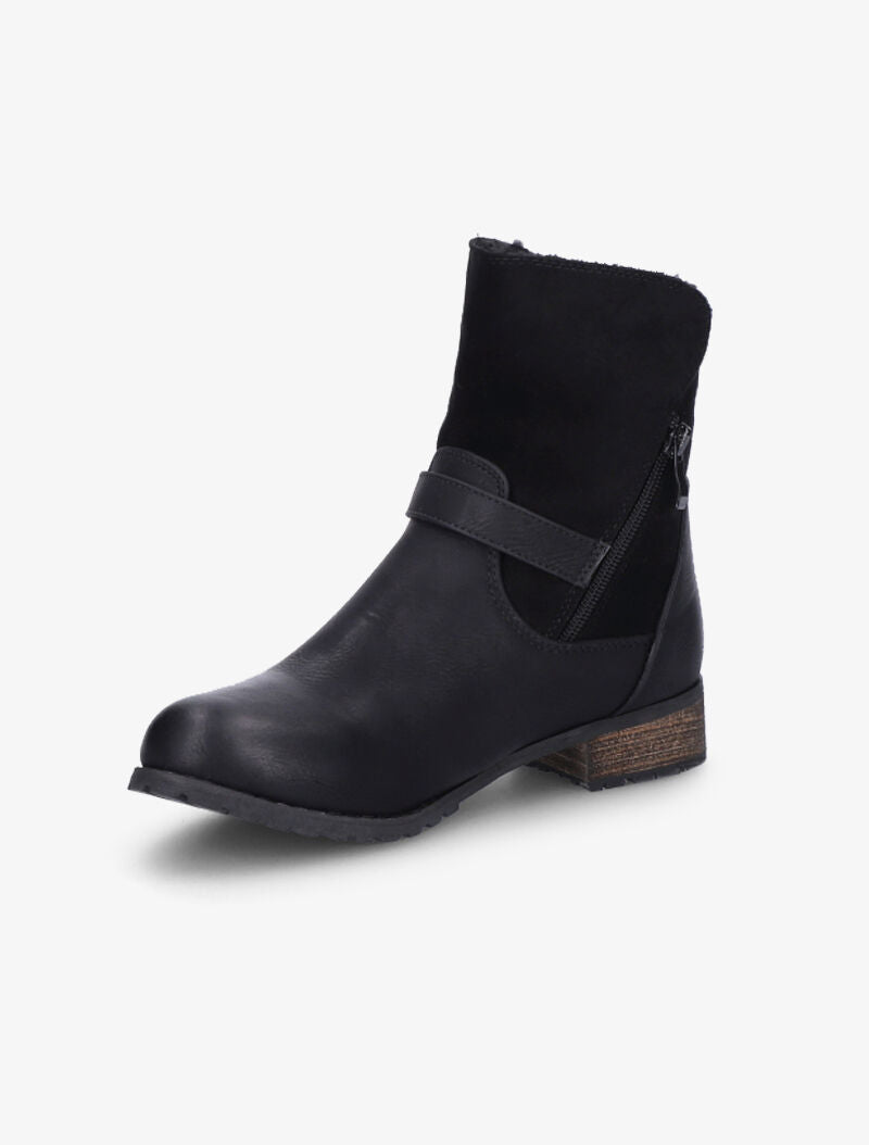 Boots bi-matière fourrées à sangle - Noir - 4