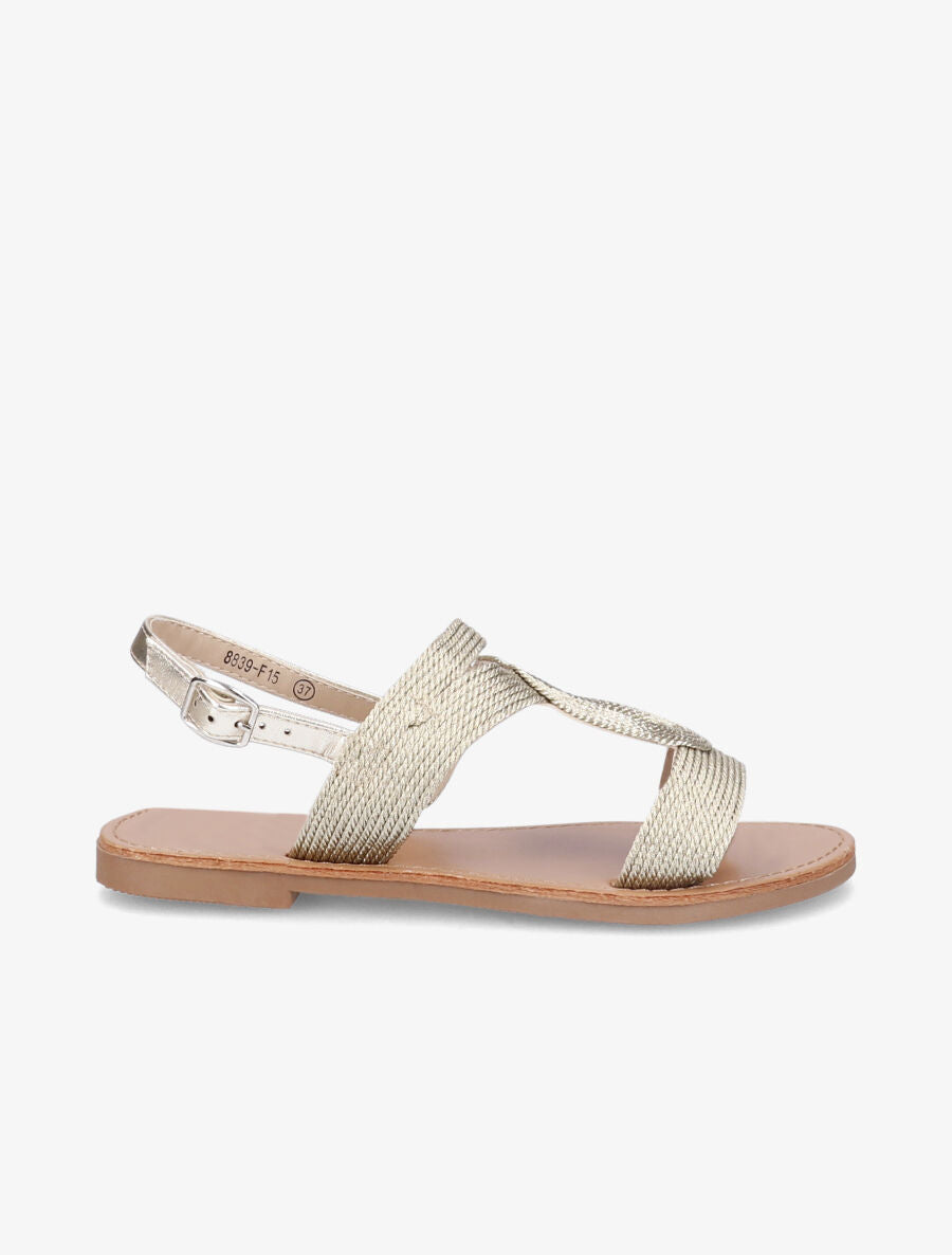 Nu-pieds à ganses entrelacées et texturées - Or - 2