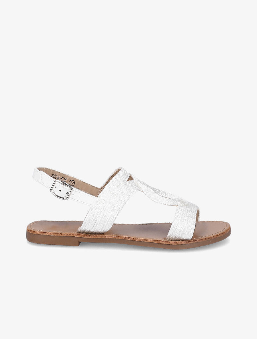 Nu-pieds à ganses entrelacées et texturées - Blanc - 2