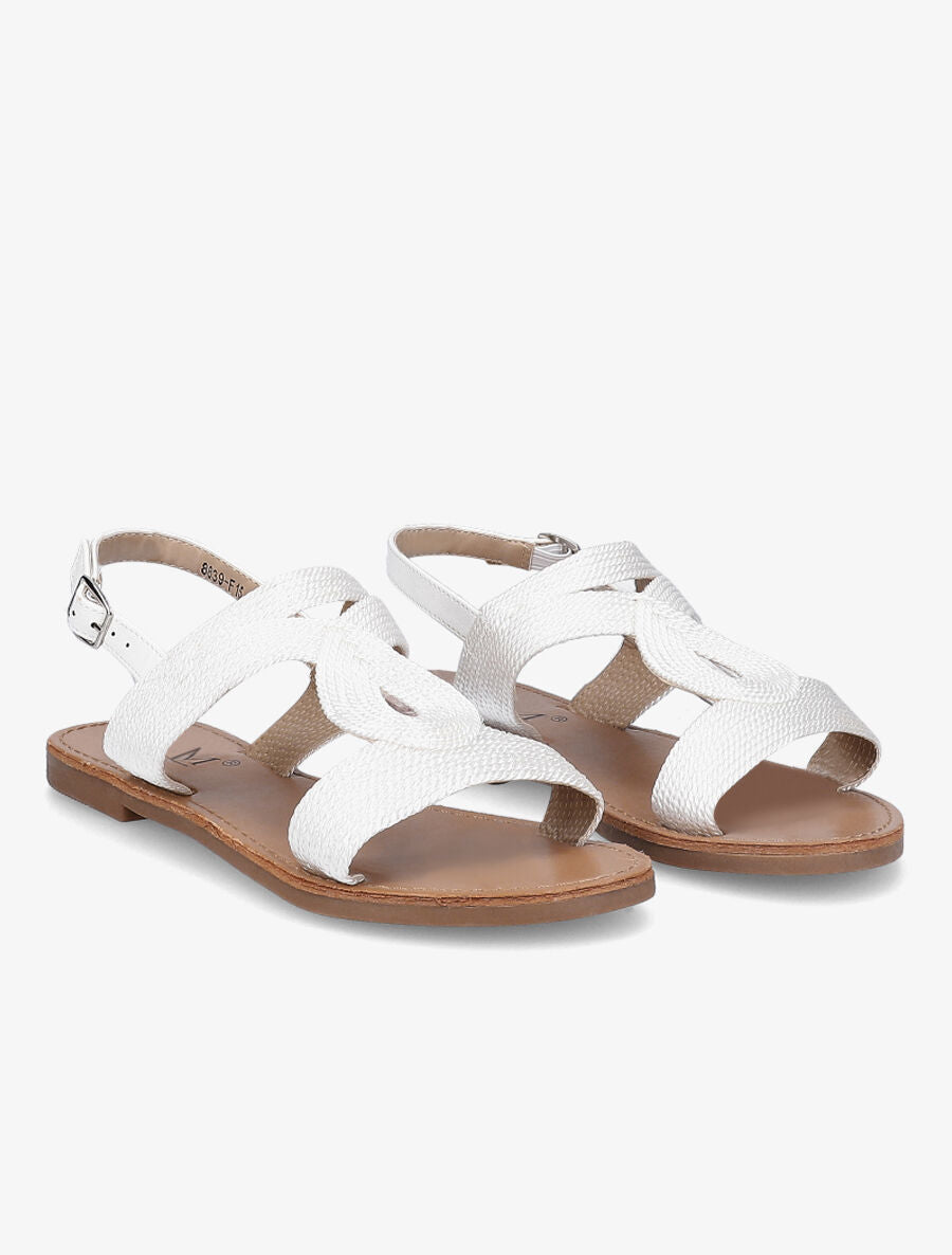 Nu-pieds à ganses entrelacées et texturées - Blanc - 4