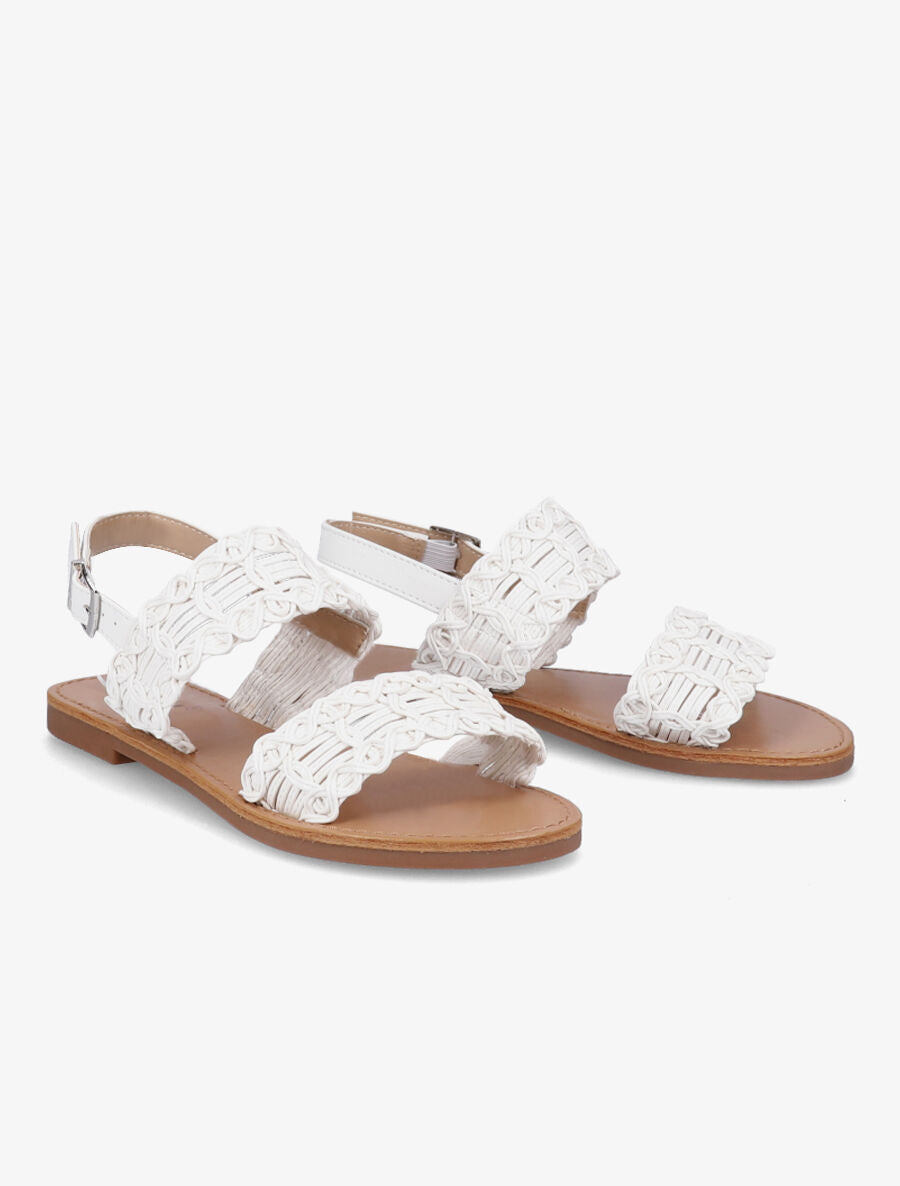 Nu-pieds à bride et ganse tressée - Blanc - 4