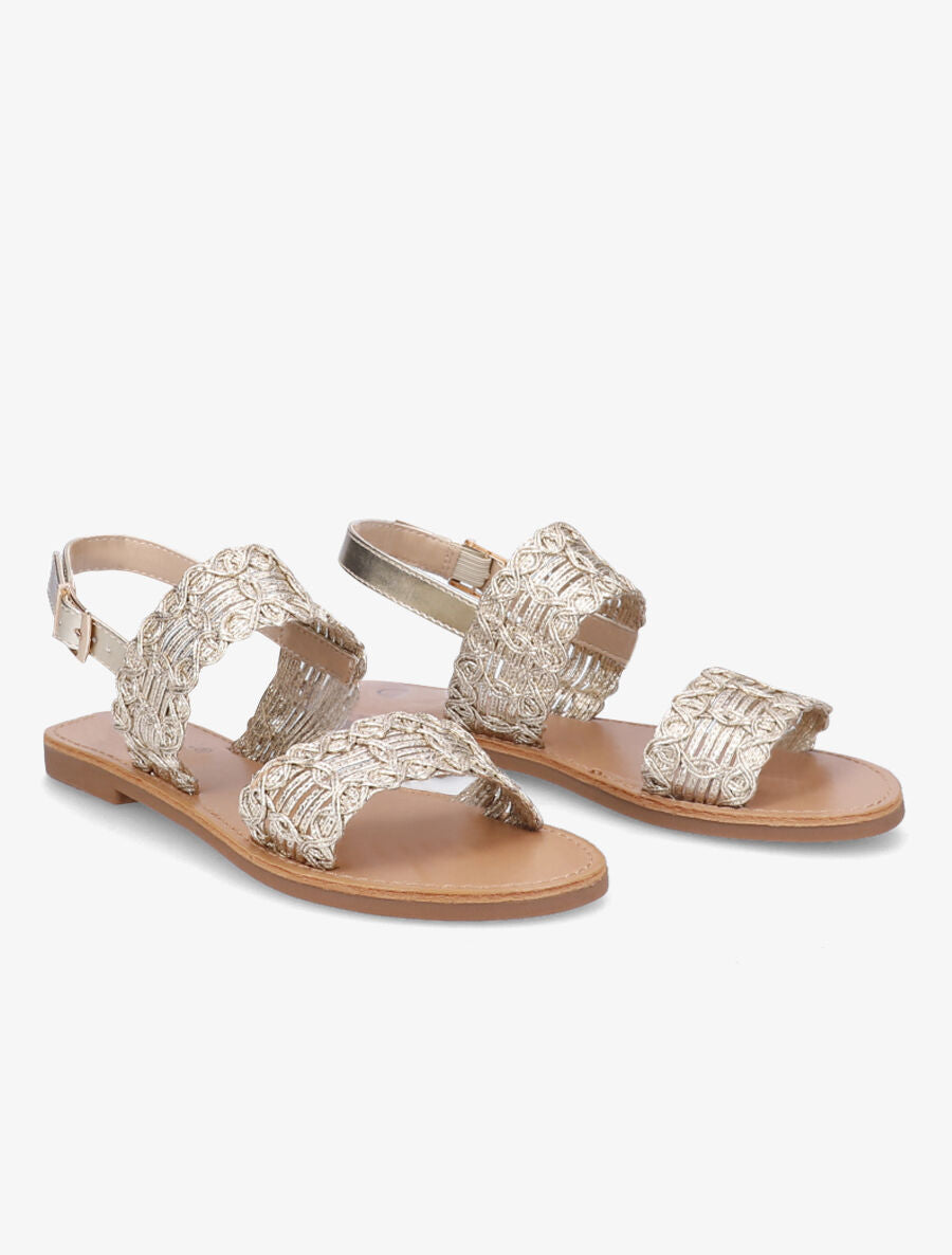 Nu-pieds à bride et ganse tressée - Or - 4