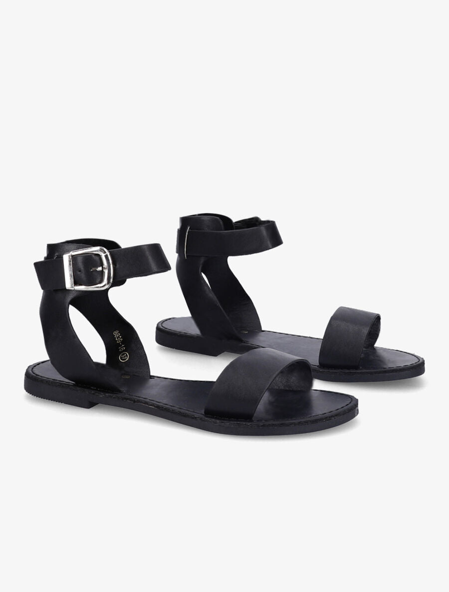 Nu-pieds basiques en simili - Noir - 5
