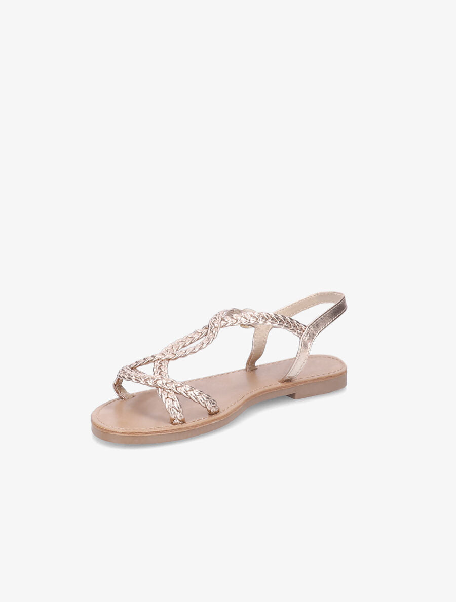 Sandales plates à brides tressées et croisées - Rose gold - 3