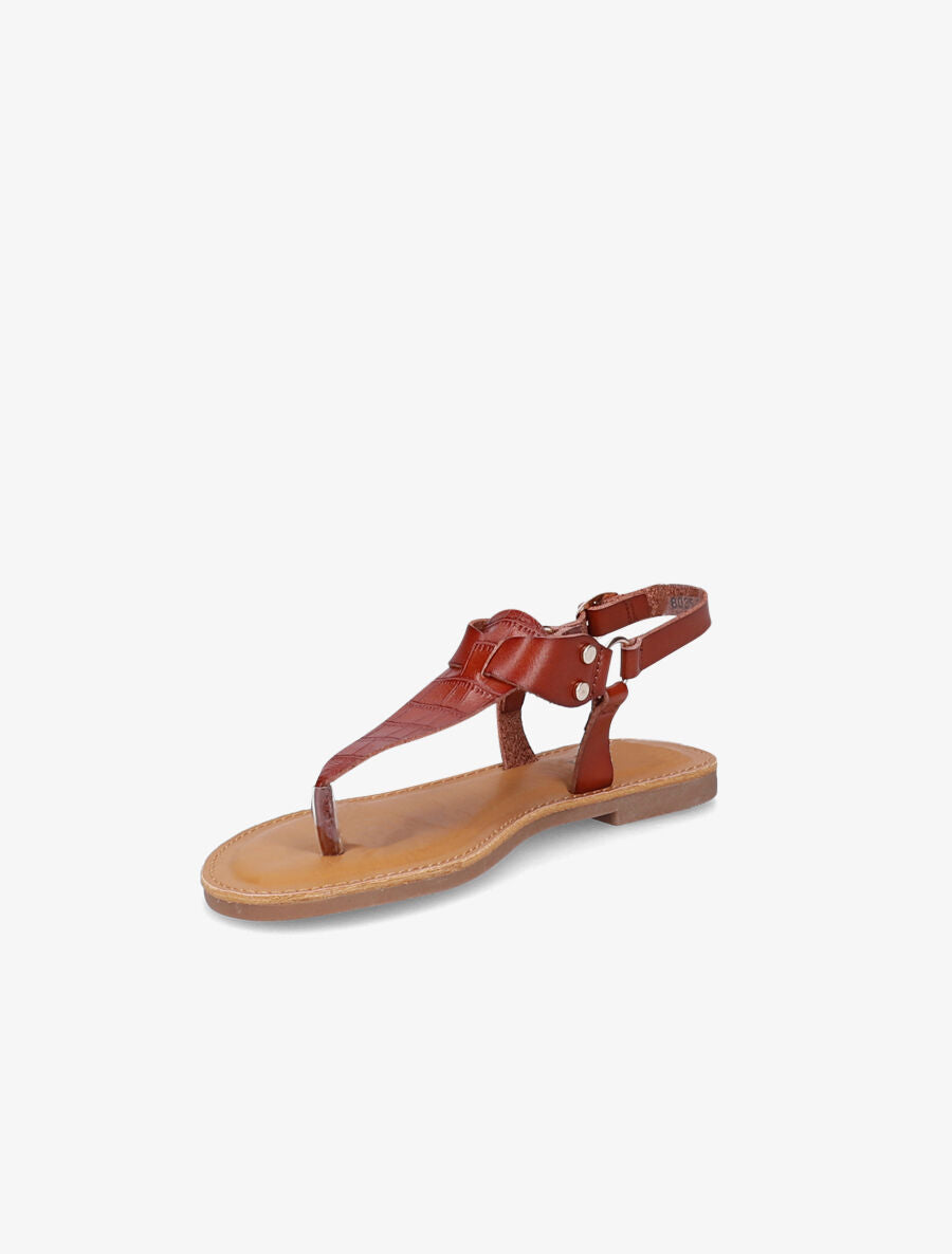 Nu pieds à bride en T effet croco - Marron - 3