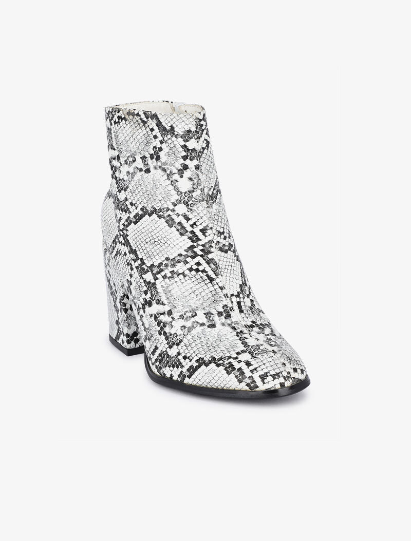 Bottines à talons effet python - Blanc - 3