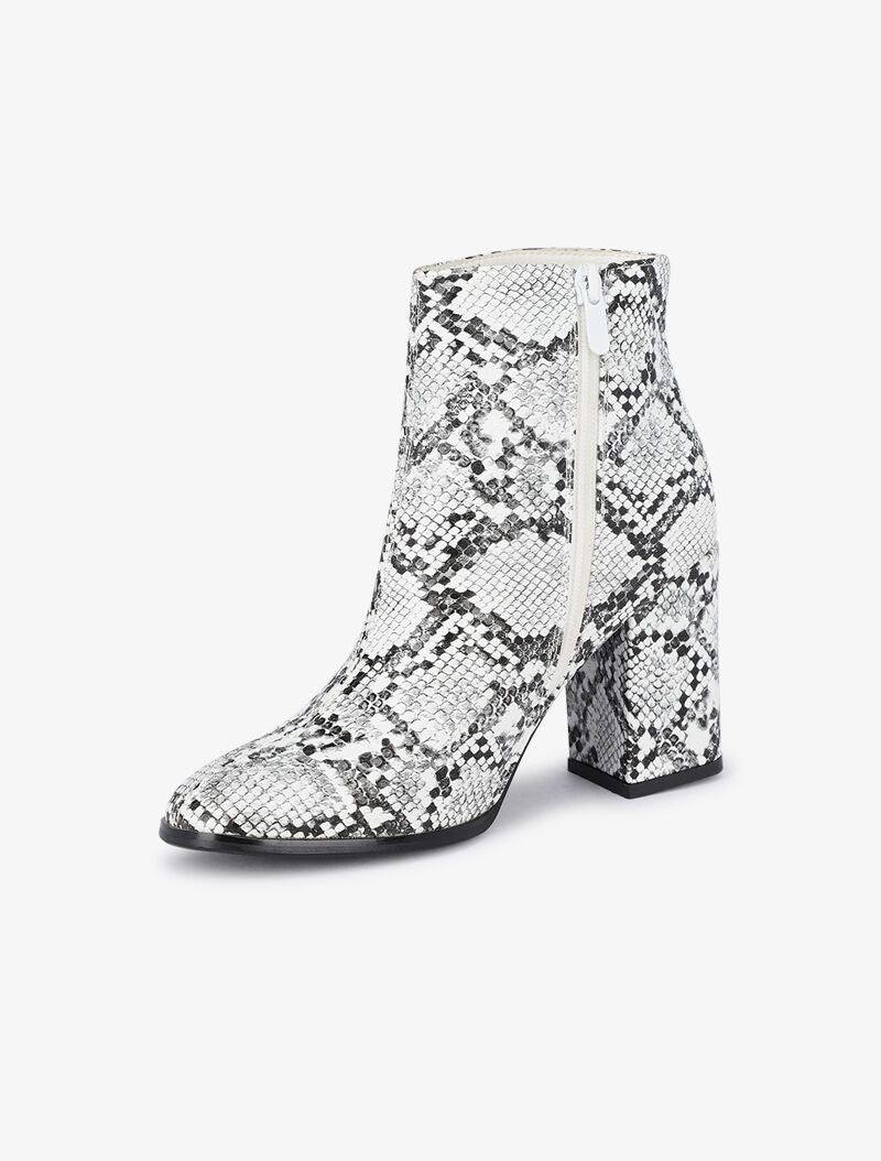 Bottines à talons effet python - Blanc - 4