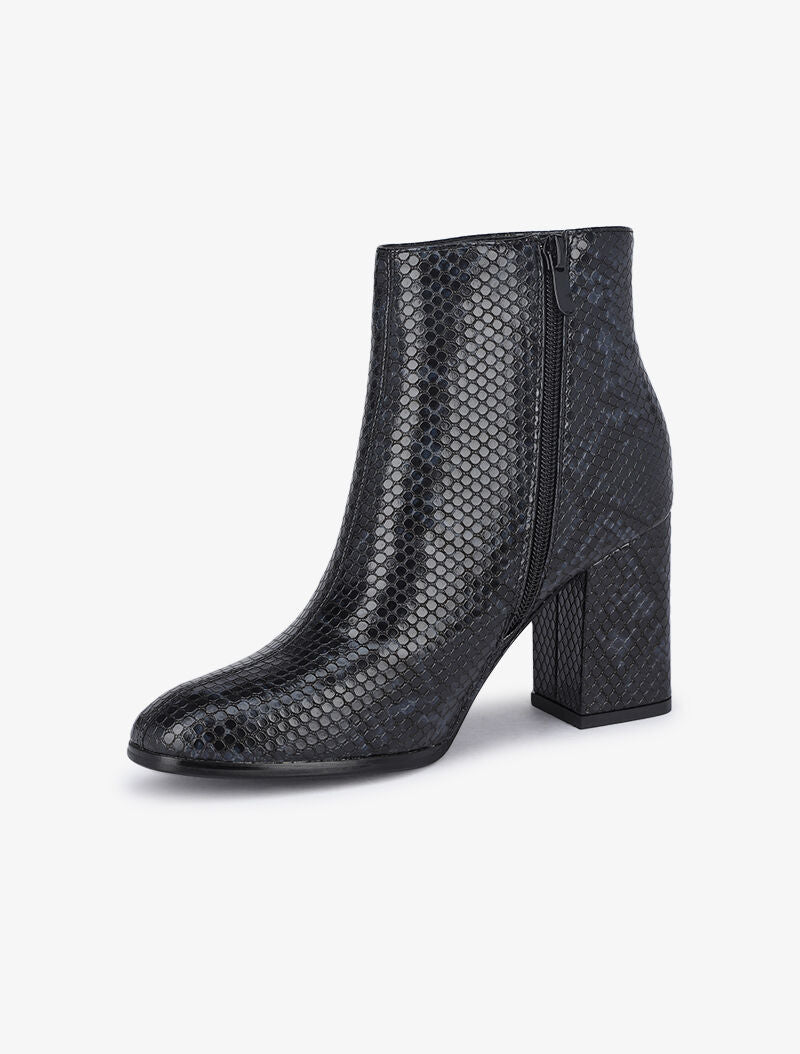 Bottines à talons effet python - Noir - 4