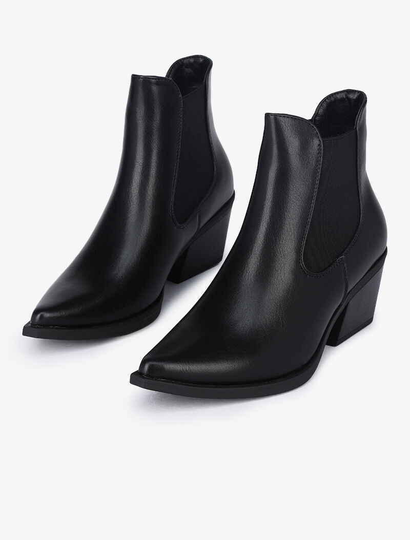 Bottines en simili à bouts pointus - Noir - 4