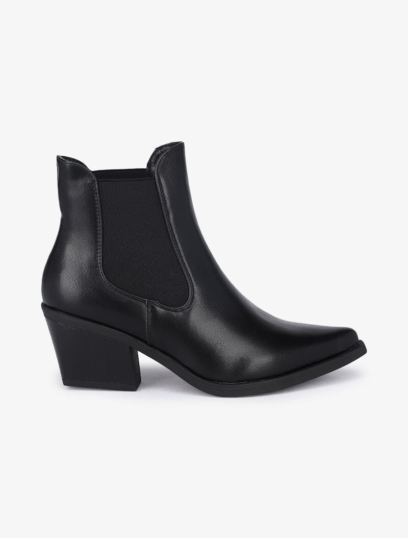 Bottines en simili à bouts pointus - Noir - 6