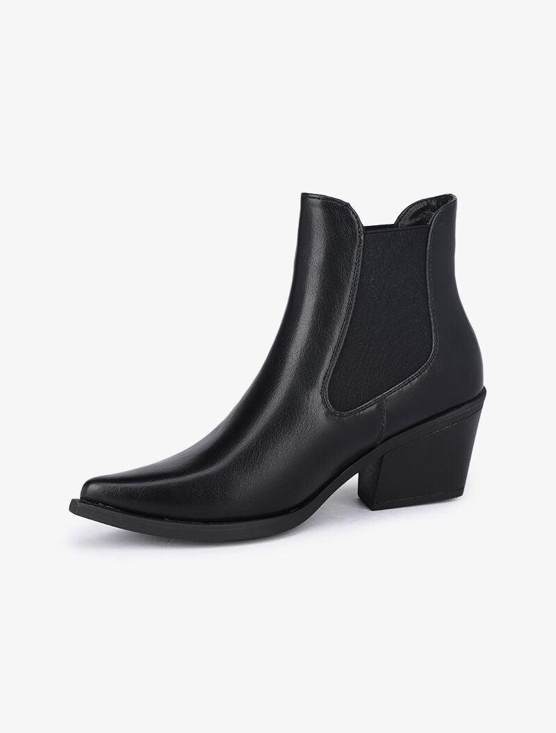 Bottines en simili à bouts pointus - Noir - 3