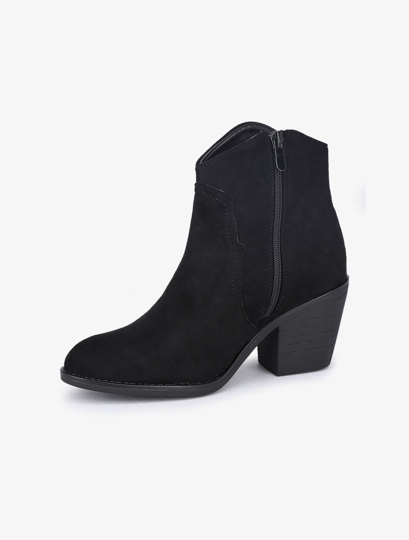 Bottines en suédine à coutures stylisées - Noir - 4