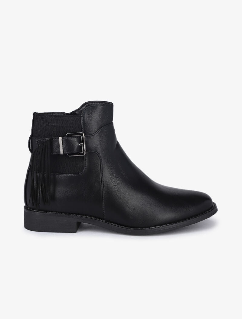 Boots à boucle à franges - Noir - 2