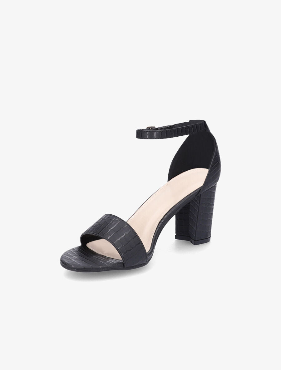 Sandales en simili mat effet croco - Noir - 3
