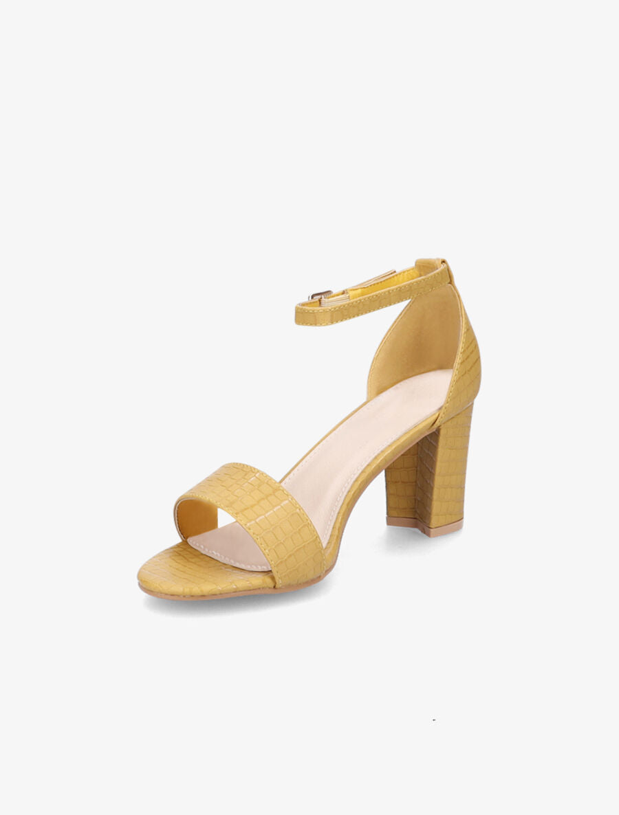 Sandales en simili mat effet croco - Moutarde - 3