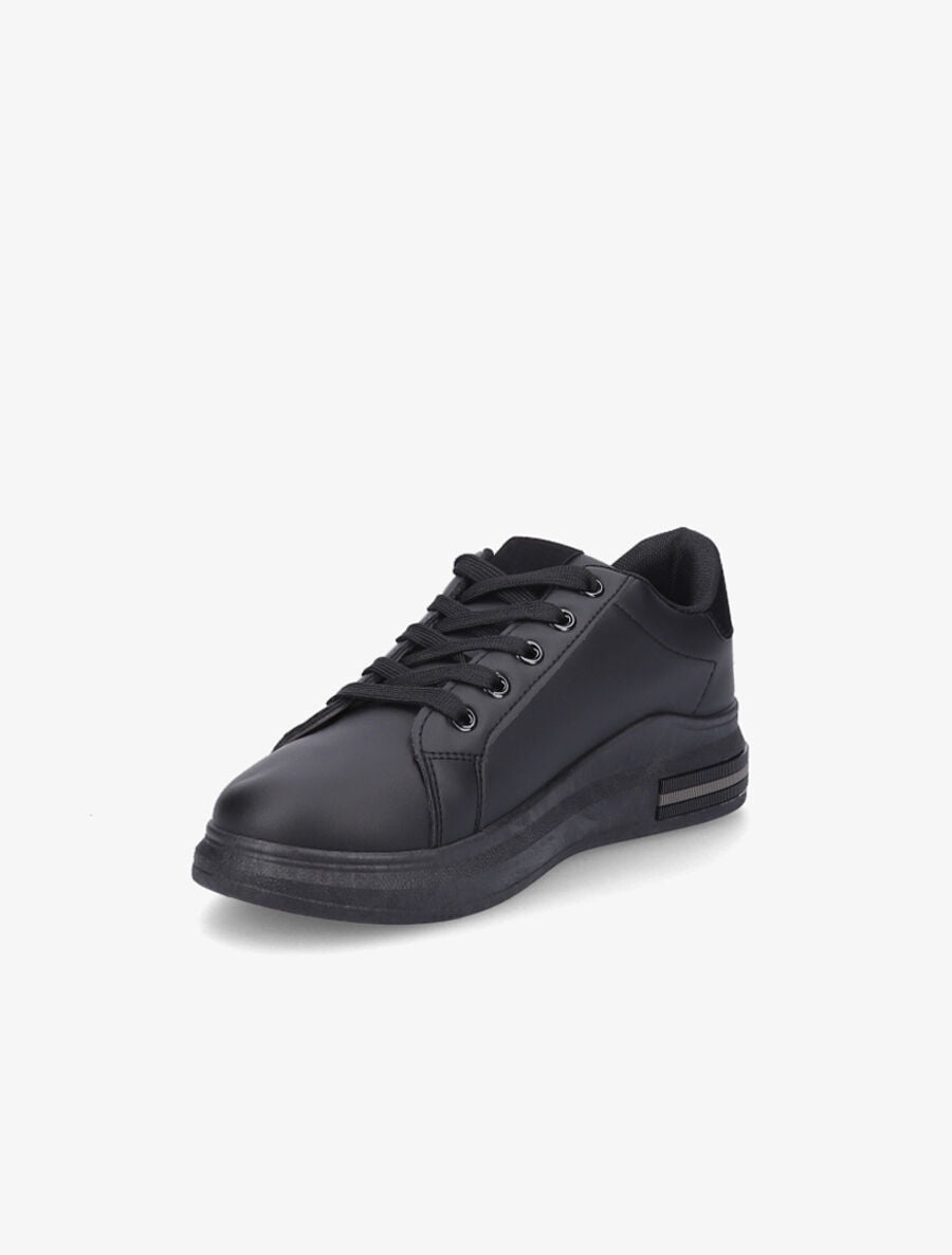 Sneakers en simili à bandes suédées - Noir - 3