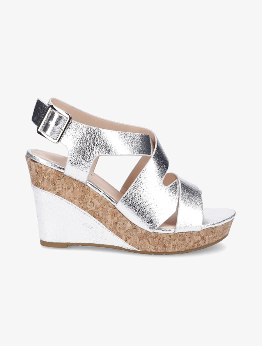 Sandales compensées à brides entrelacées - Argent - 1