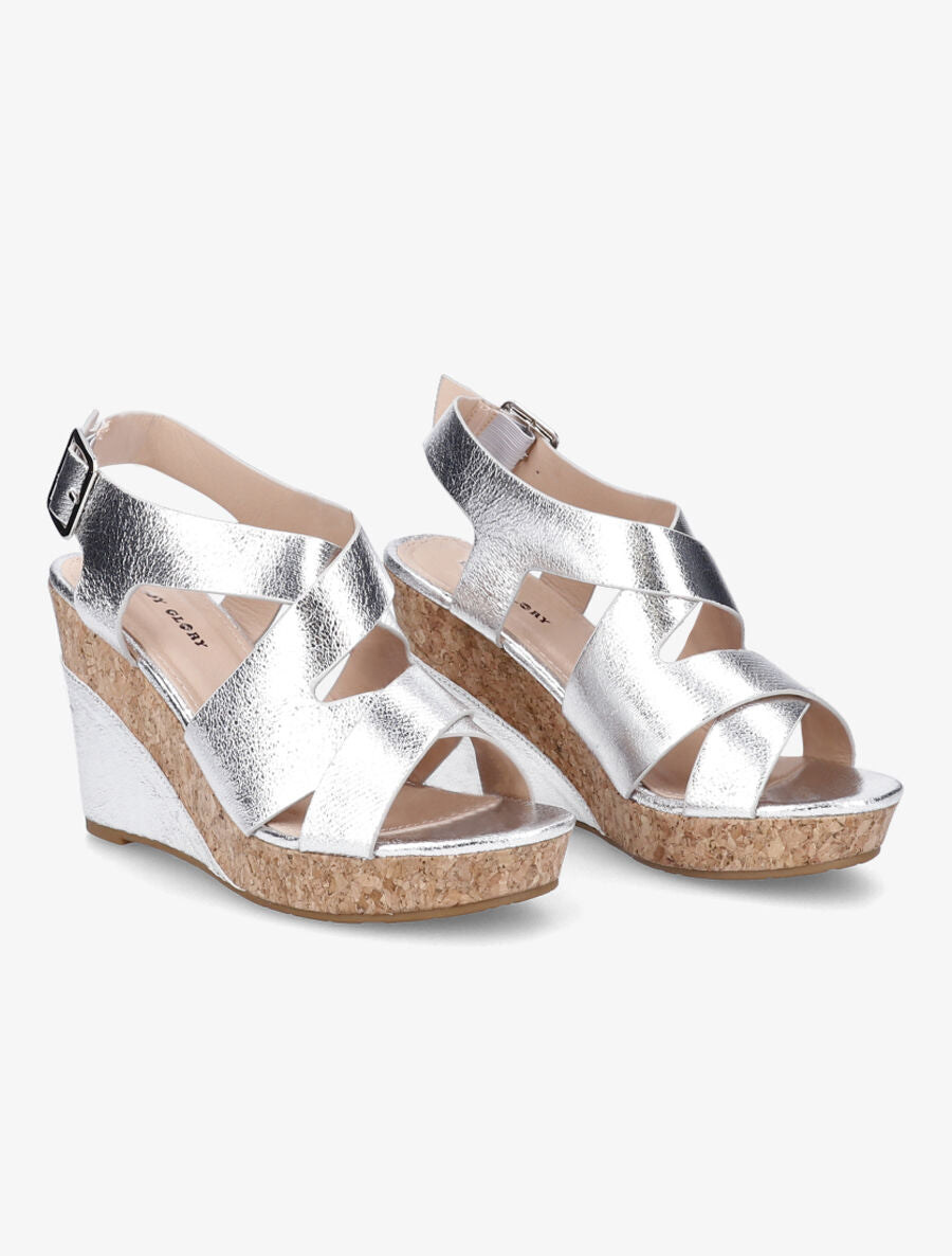 Sandales compensées à brides entrelacées - Argent - 4