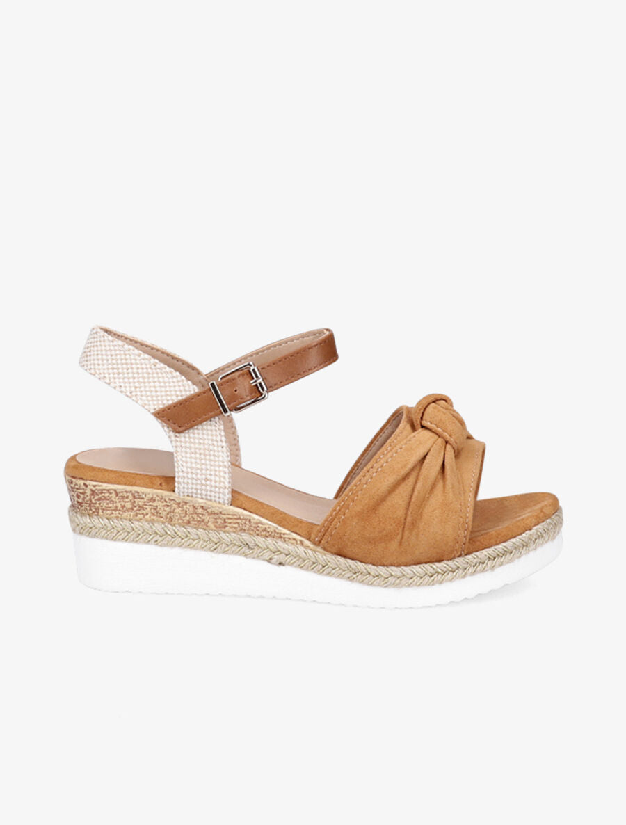 Sandales compensées à noeud - Camel - 1