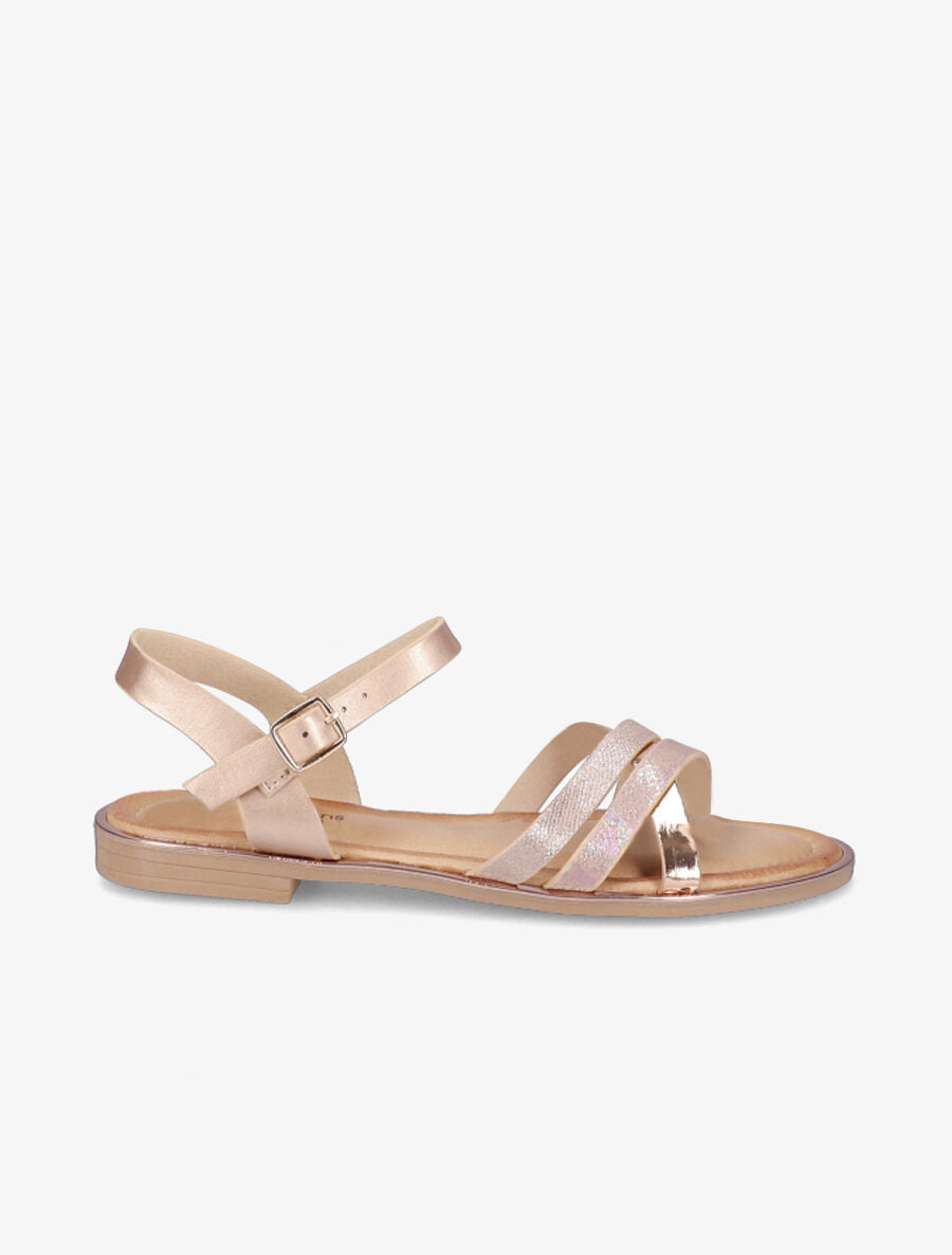 Nu-pieds à brides croisées texturées - Rose gold - 2