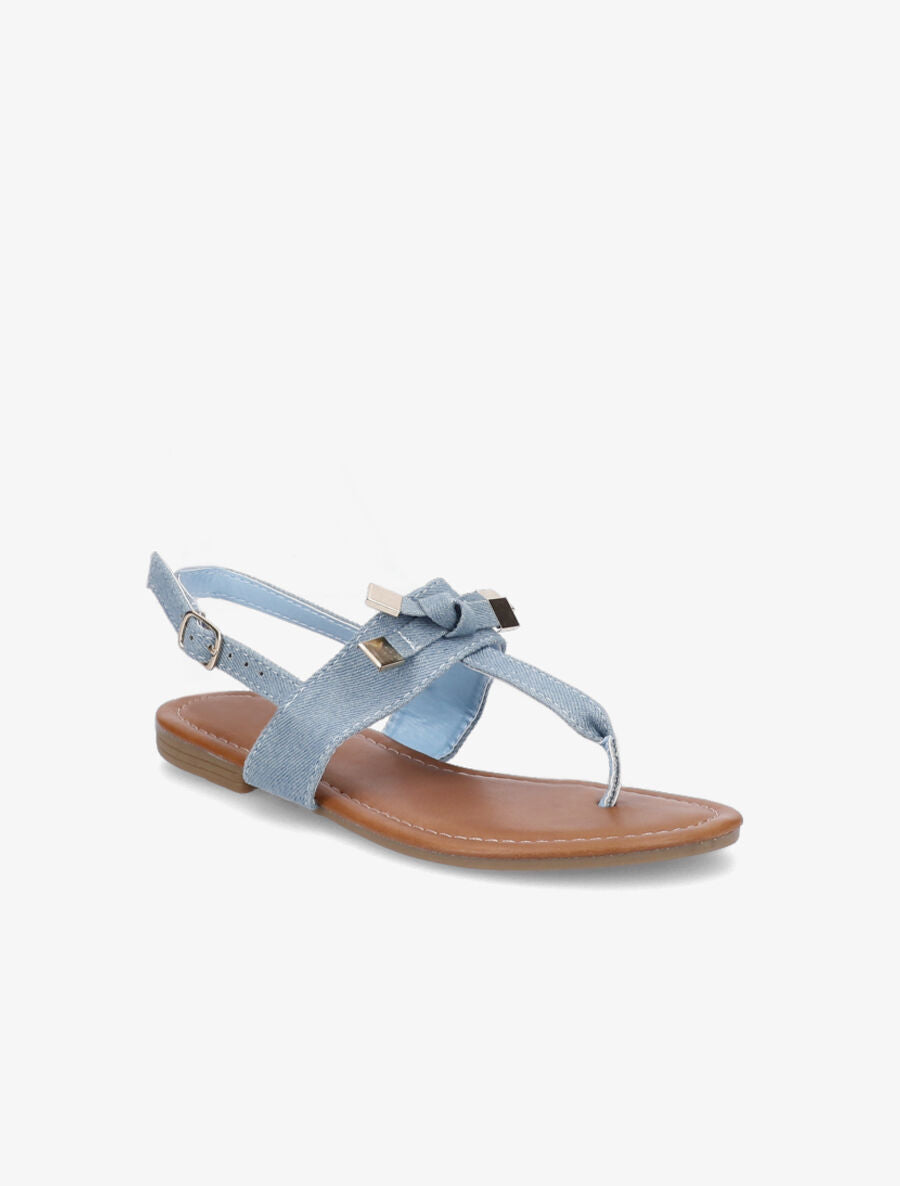 Nu-pieds à petit noeud - Bleu denim - 5
