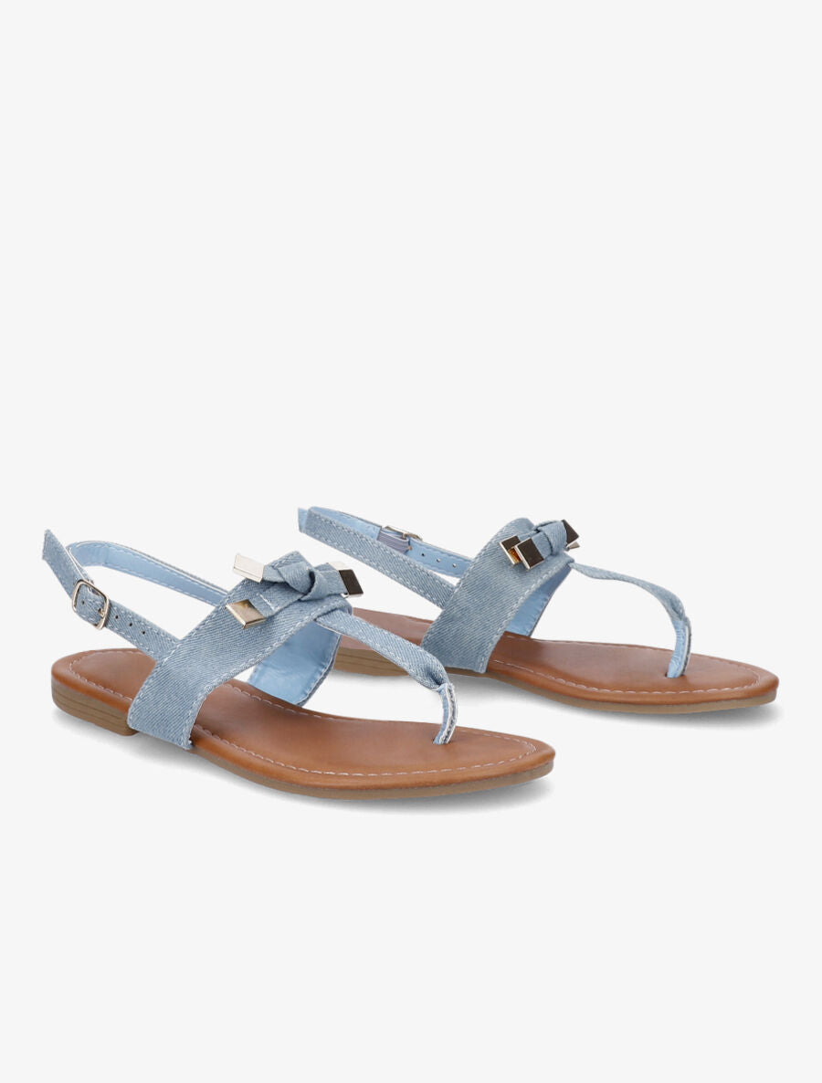 Nu-pieds à petit noeud - Bleu denim - 4