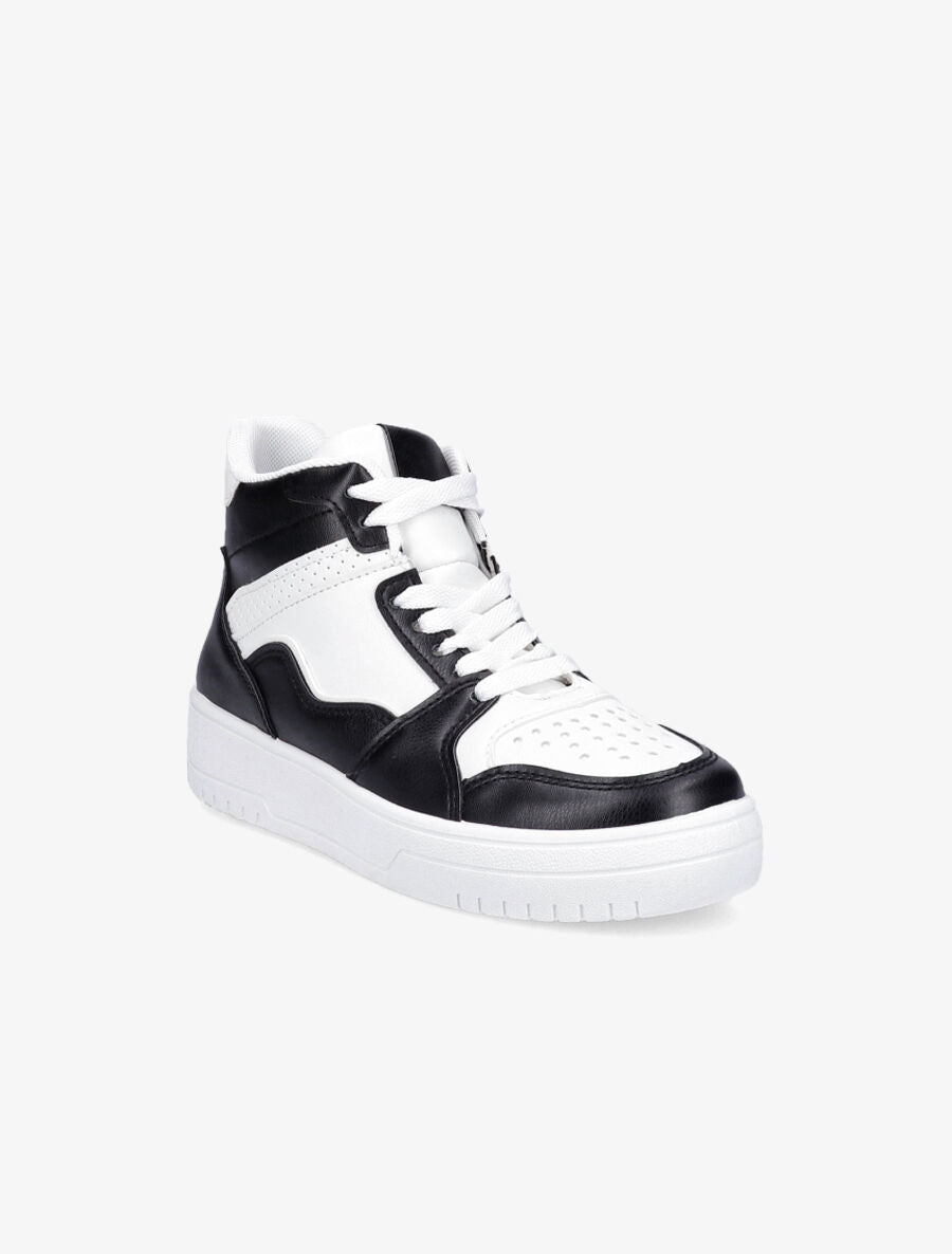 Sneakers montantes en simili - Noir - 2