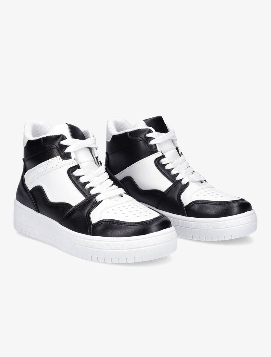 Sneakers montantes en simili - Noir - 4