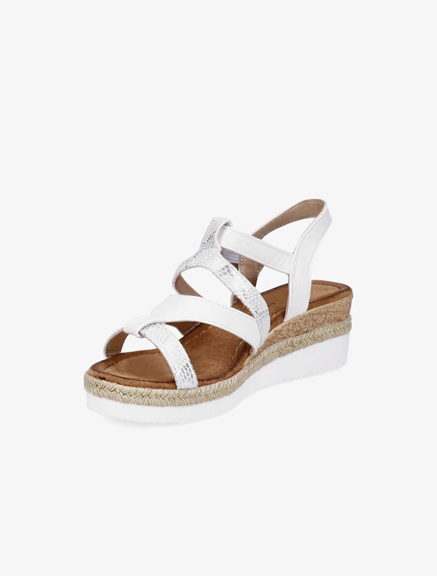 Sandales compensées à brides irisées style python - Blanc - 3