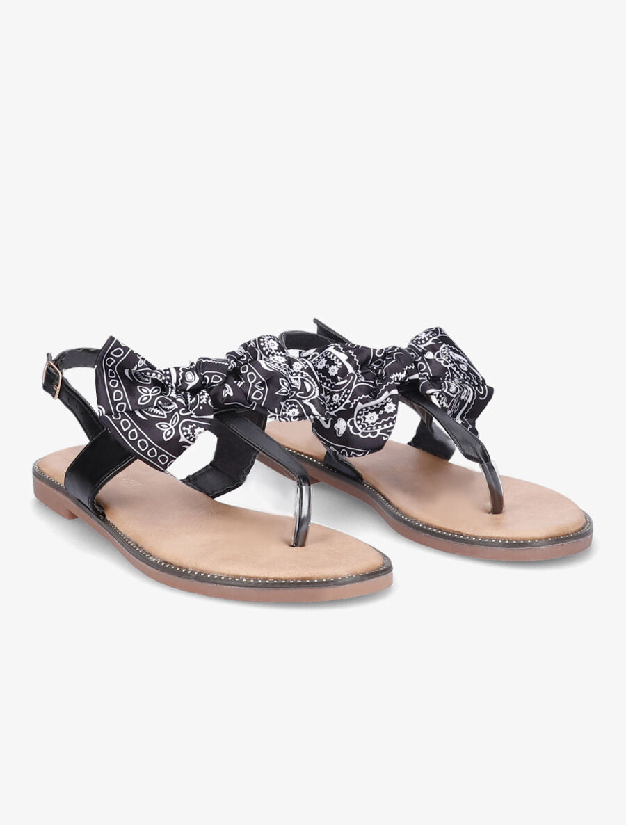 Nu-pieds à noeud en tissu - Noir - 4
