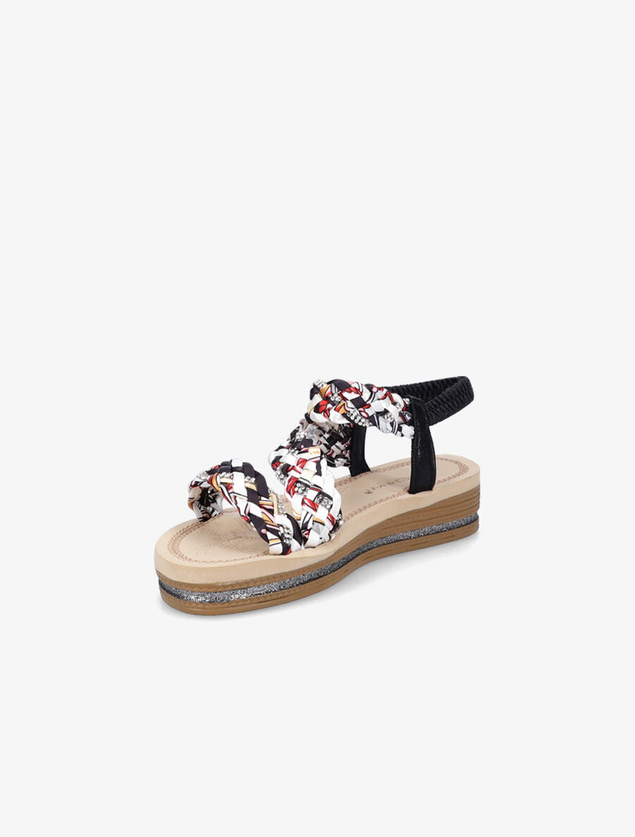 Nu-pieds tressés à strass et paillettes - Noir - 3