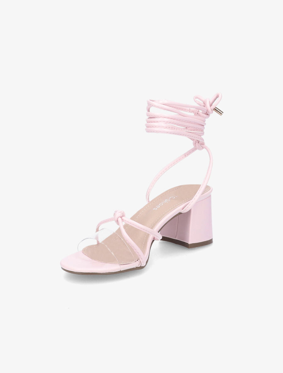Sandales à lacets et ganses transparentes - Rose - 3