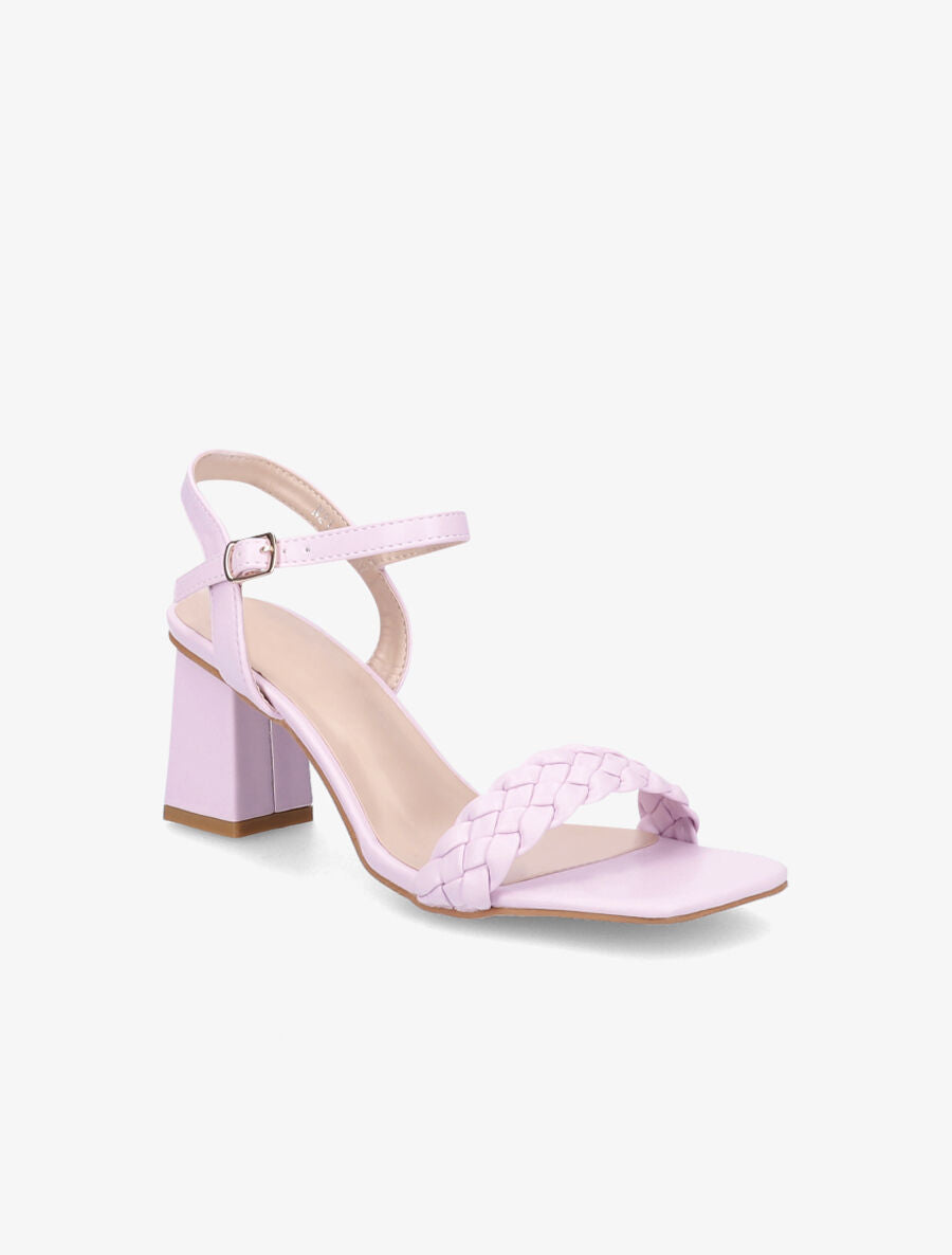 Sandales tressées à bout carré - Rose pastel - 2