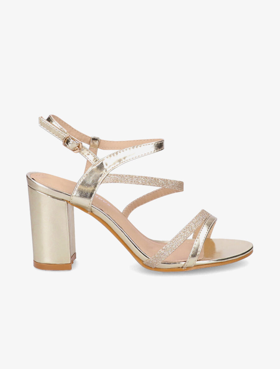 Sandales en simili à fines brides irisées - Or - 1
