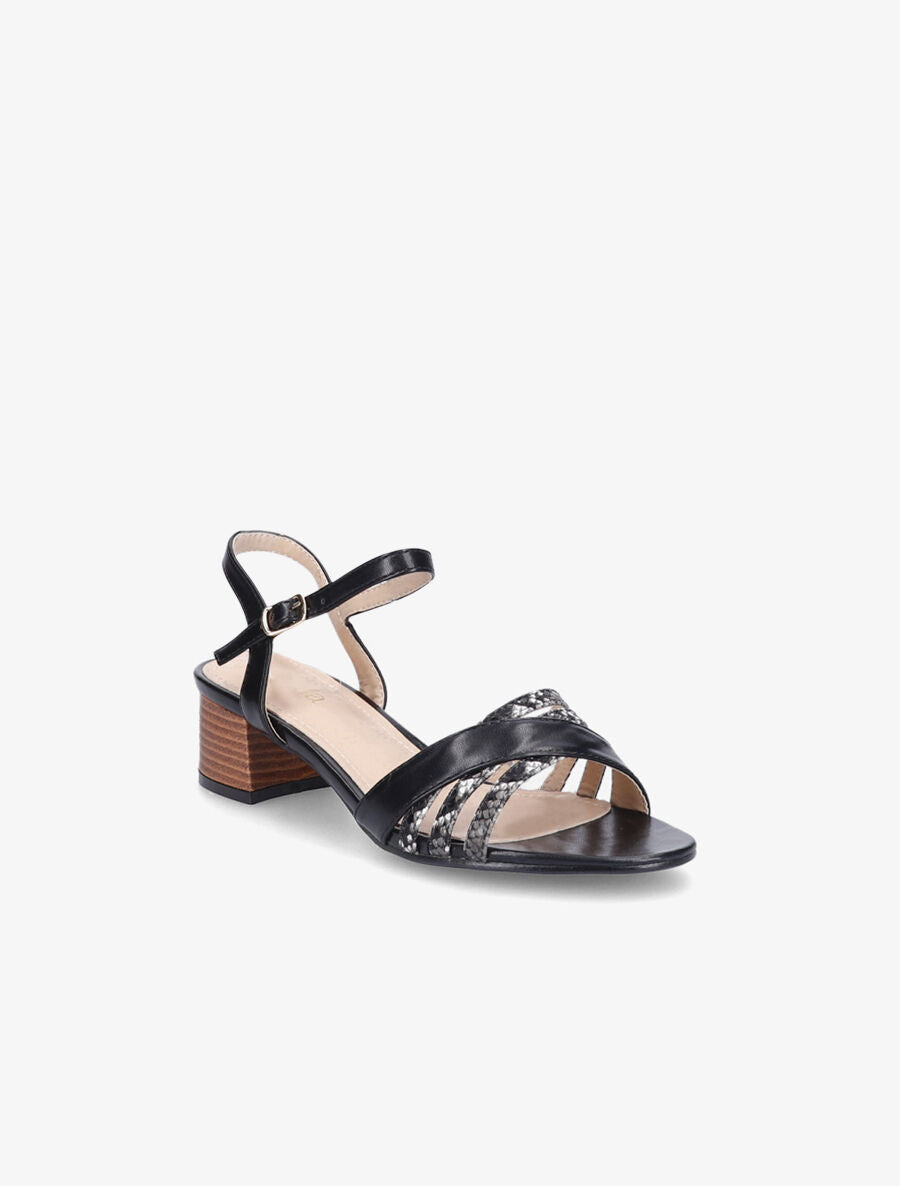 Sandales à bride stylisée python - Noir - 2