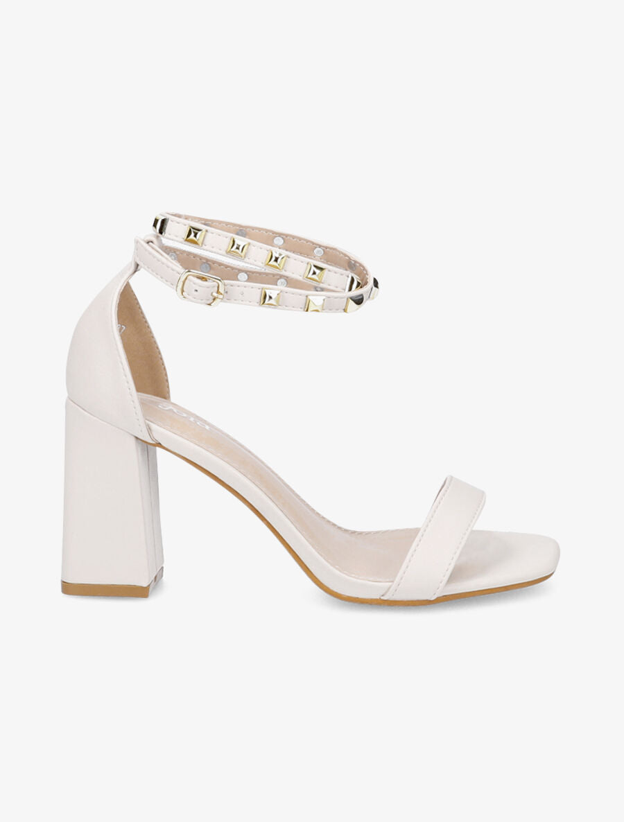 Sandales à bride cloutée - Beige - 1