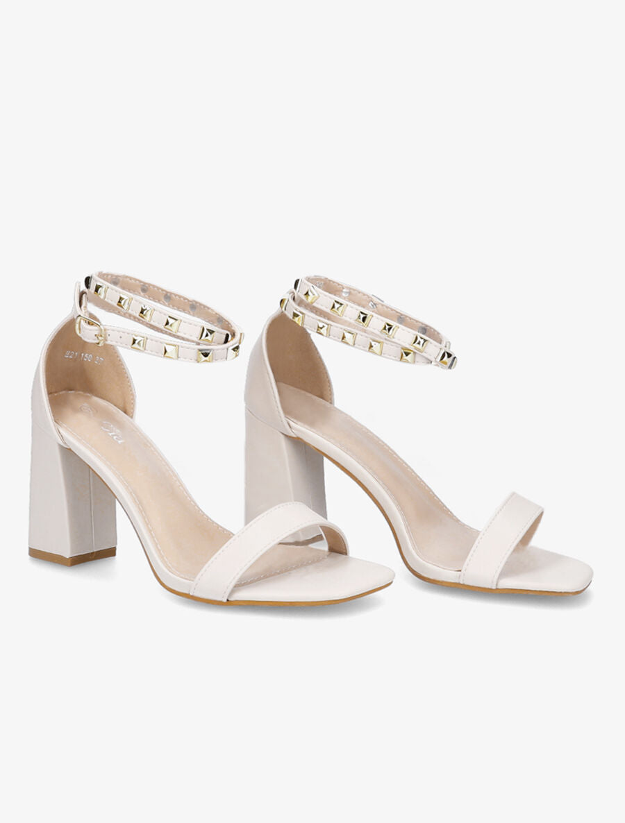 Sandales à bride cloutée - Beige - 4