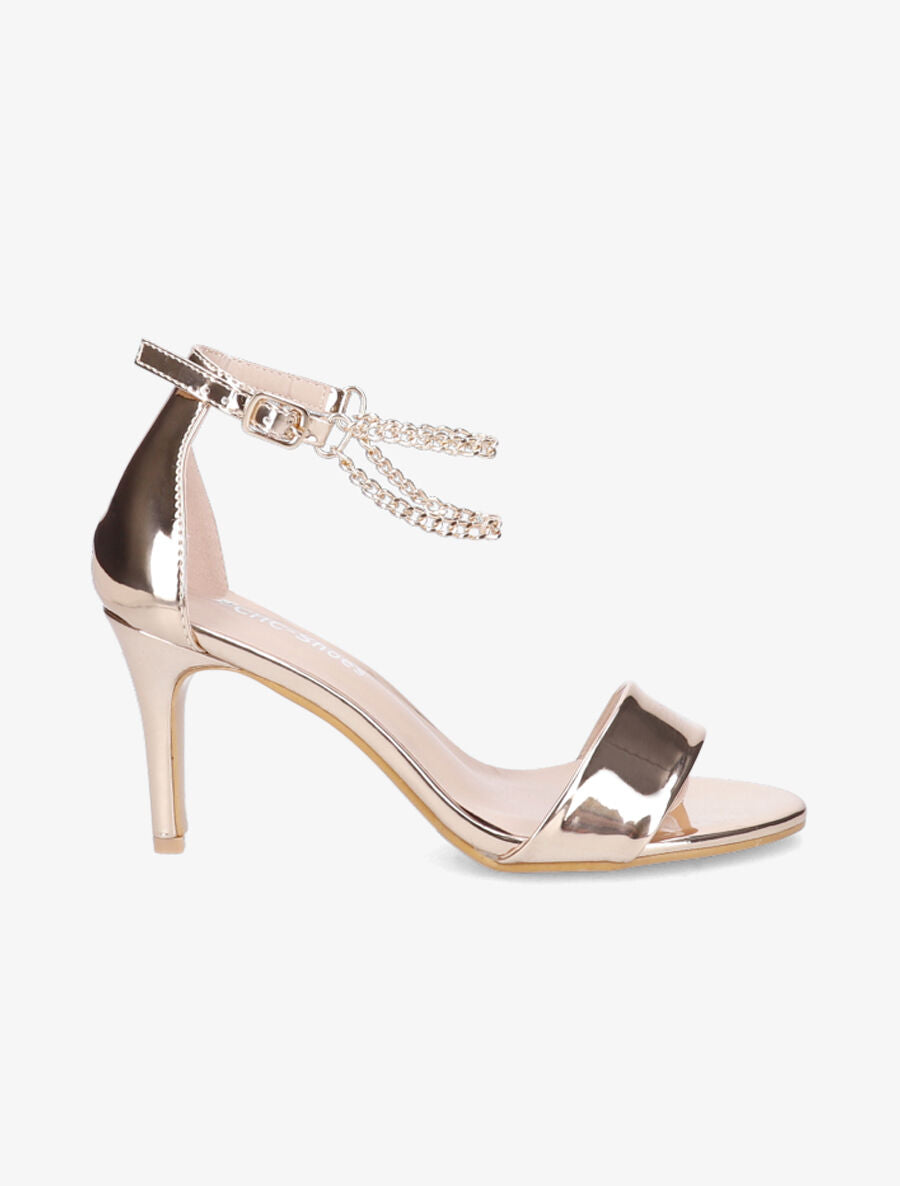 Sandales vernies à bride chaînes - Rose gold - 1
