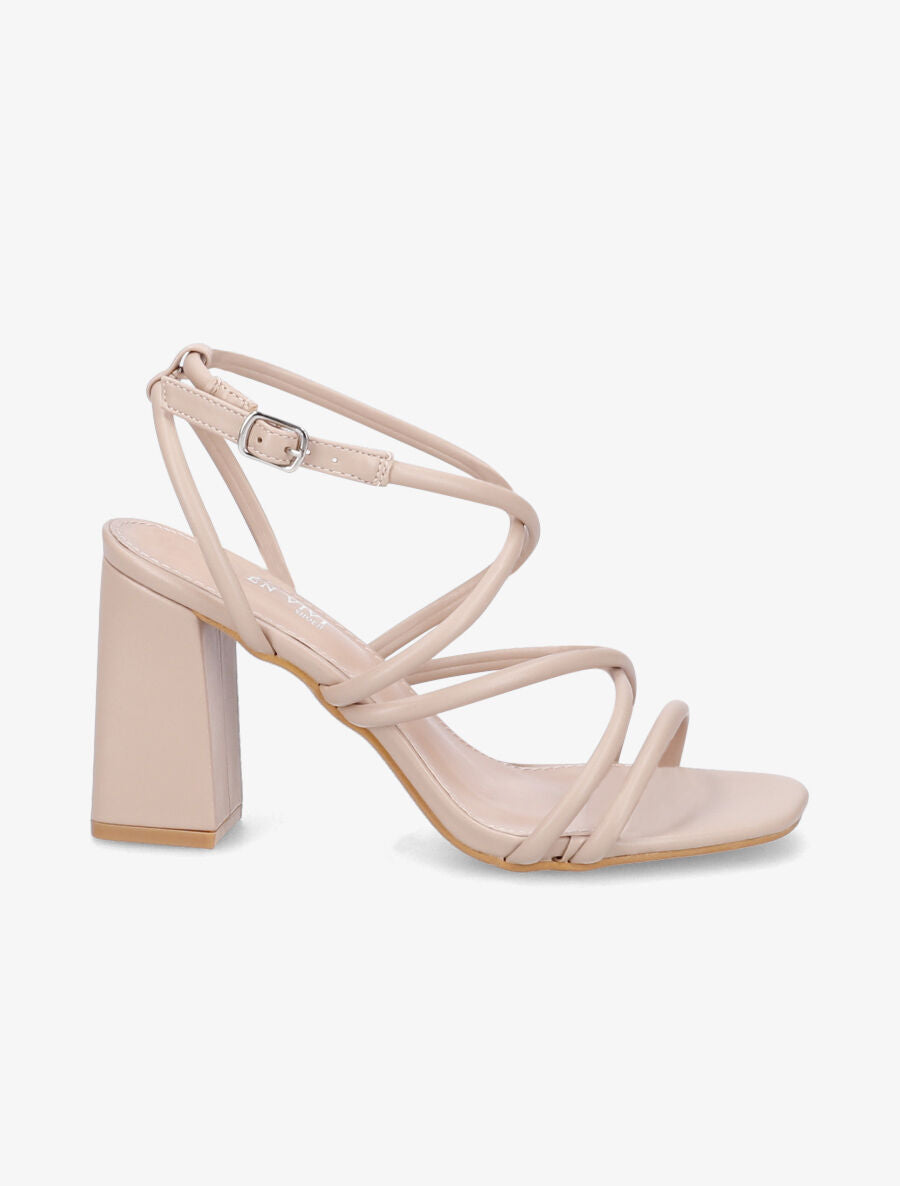 Sandales à ganses entrelacées et brides - Beige - 1