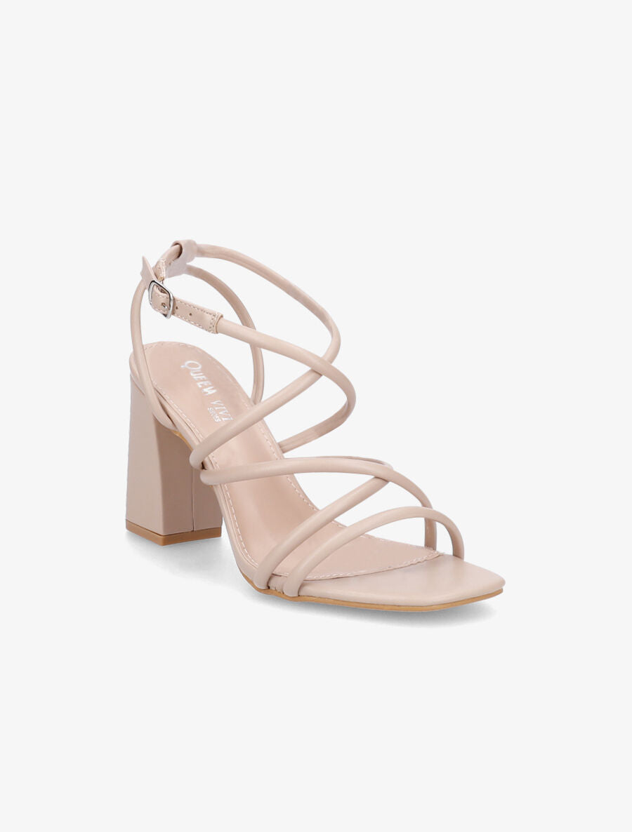 Sandales à ganses entrelacées et brides - Beige - 2