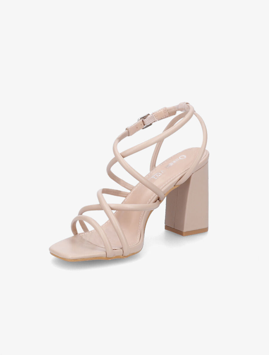 Sandales à ganses entrelacées et brides - Beige - 3