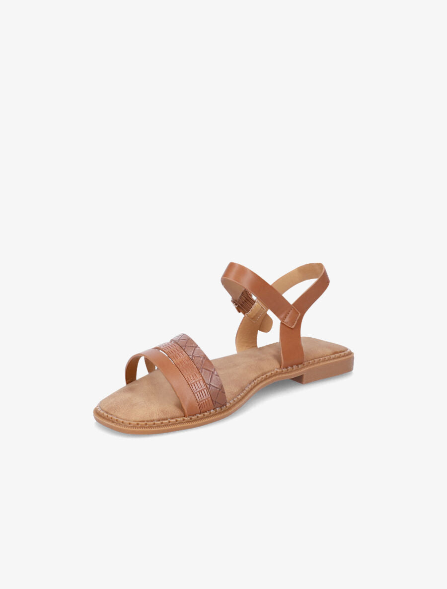 Nu-pieds à brides croco et python - Camel - 3